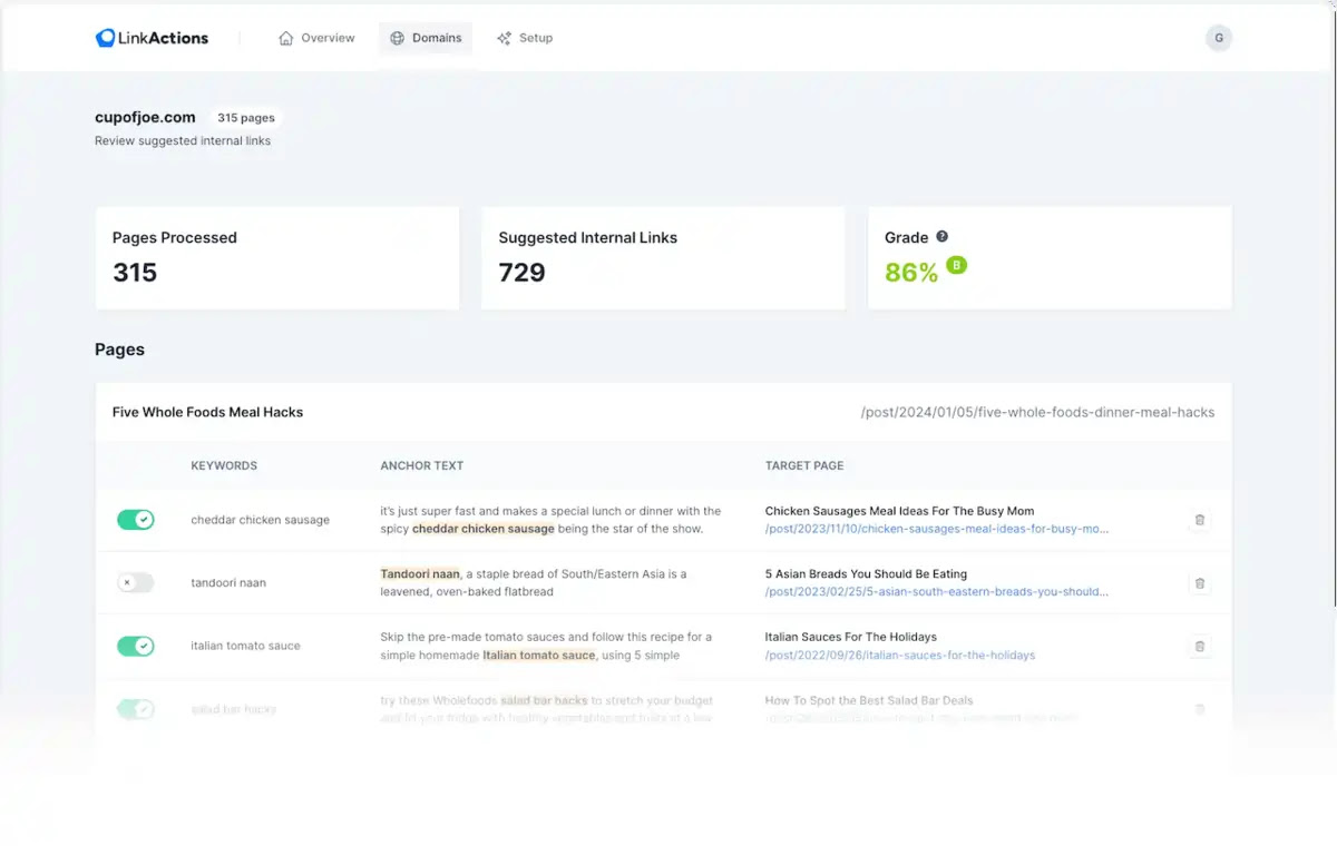 Internal Link Building Tool