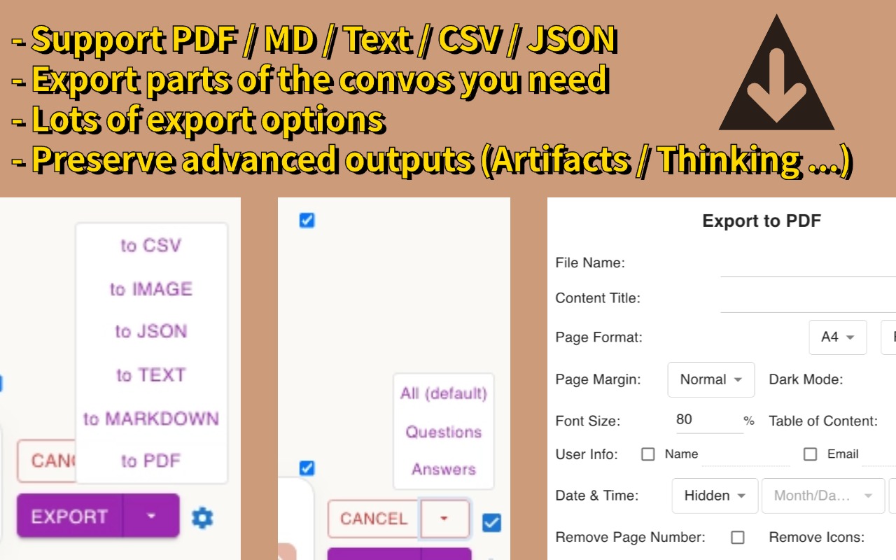 Item media 1 (screenshot) for Claude Exporter: Save Claude as PDF, MD and more